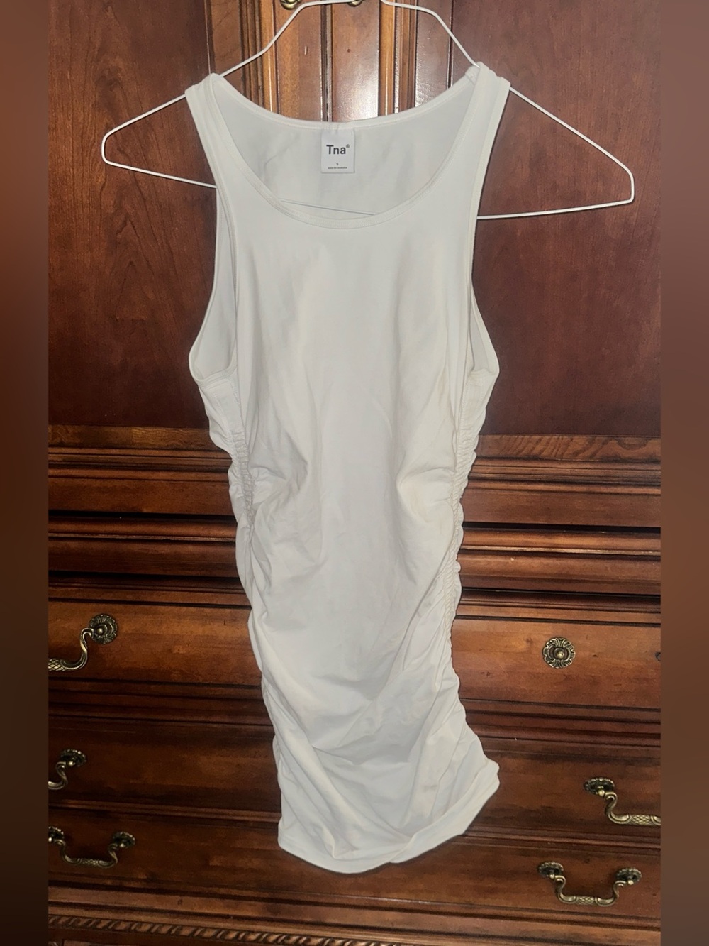 NEW Tna White Ruched Tank Dress